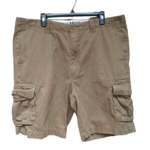 Roundtree & Yorke Men's Cargo Shorts Dark Tan Size 40 Y2K Casual 100% Cotton